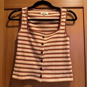 Madewell Striped Ribbed Button Tank Top